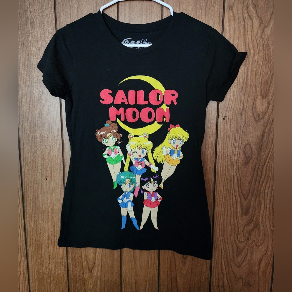 Sailor Moon Black Graphic T-Shirt Size L